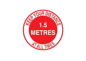 Red - Keep your distance round floor decal