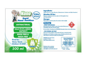 Nano hand sanitiser label