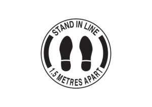 B&W - Stand in a line round floor decal