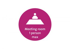 1 person max meeting room round floor decal