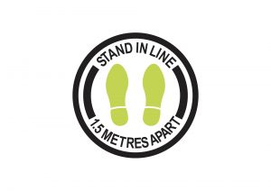 Stand in a line round floor decal