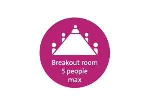 5 people max breakout room round floor decal