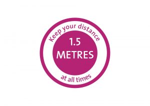 Keep your distance blue round floor decal